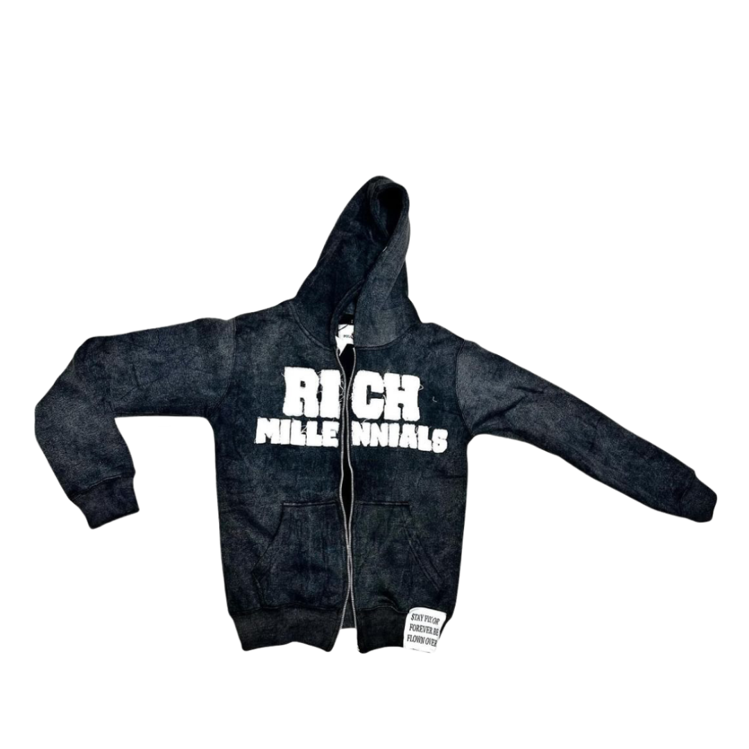 RICH MILLENNIALS ZIPUP {ACID WASH}